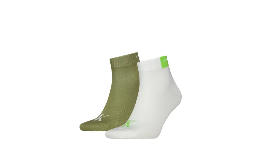 Calvin Klein Jeans Herren Socken Quarter Contrast Tab 2er Pack lime/green