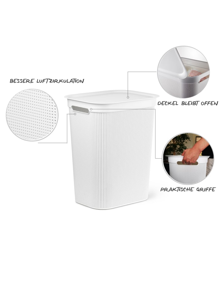 Rotho Brisen Wäschebox 50l mit Deckel und Griffe in Weiß günstig kaufen onesize