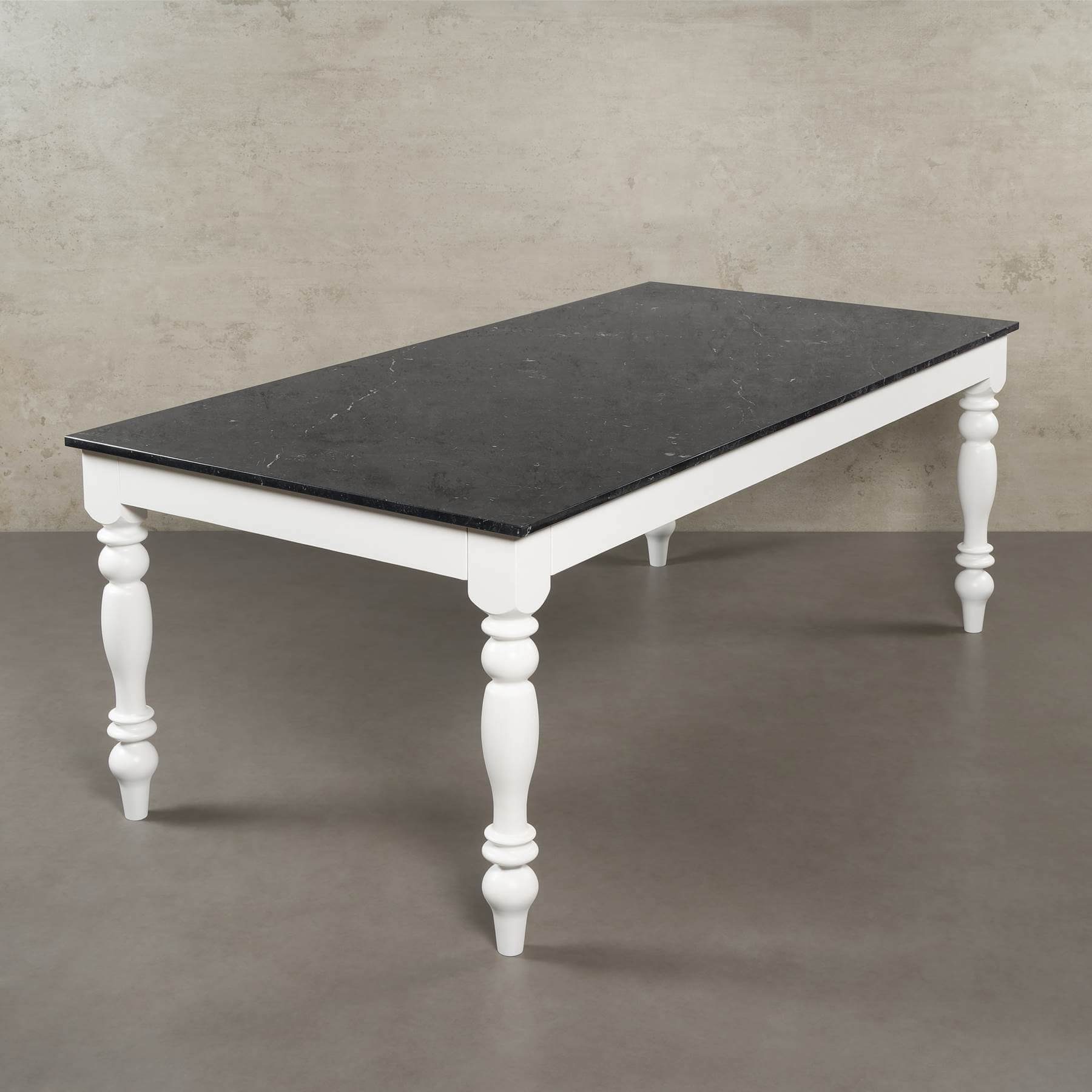 MAGNA Atelier Esstisch LOUISIANA mit ECHTEM MARMOR, Esstisch eckig, weiß Eichenholz Gestell, 160mx80cmx75cm