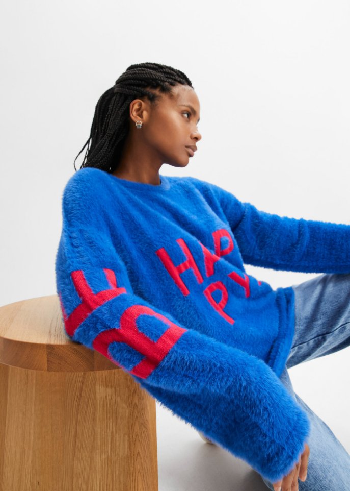 Hairy Strickpullover mit Wording