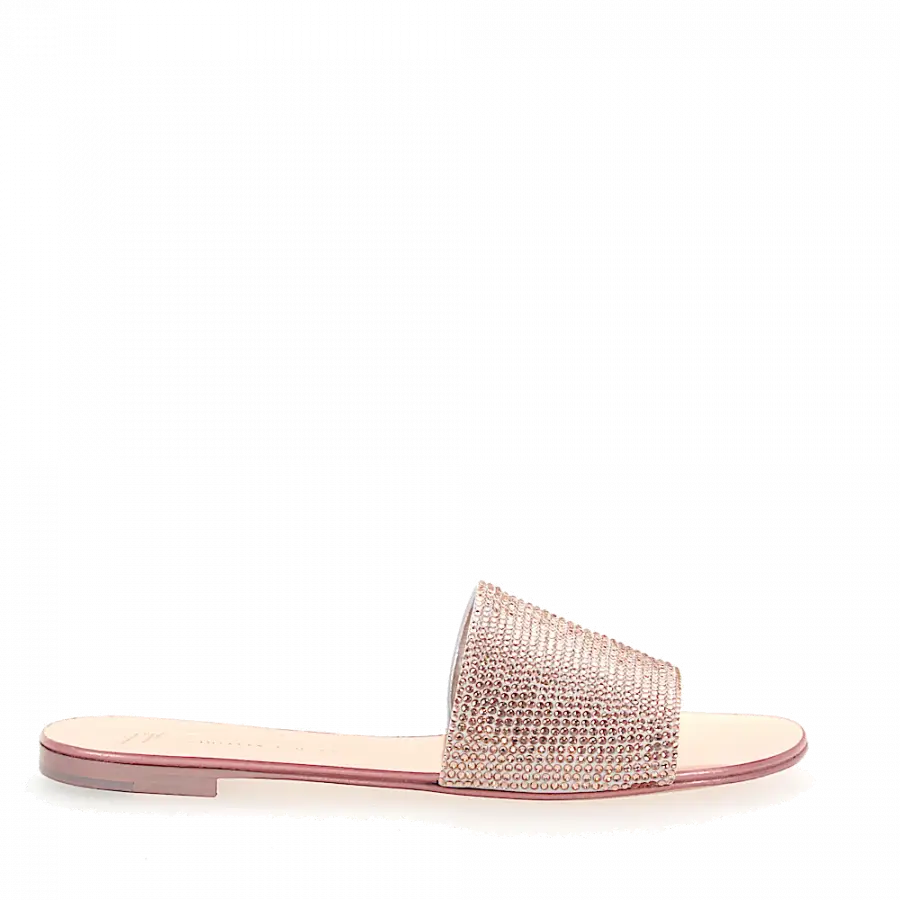 Giuseppe Zanotti - Sandalen ROLL 10 Veloursleder Strass rosé - pink
