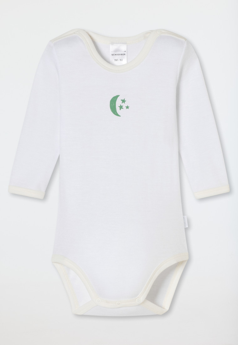 Babybody langarm unisex Feinripp Modal Mond Sterne off-white - Natural Love