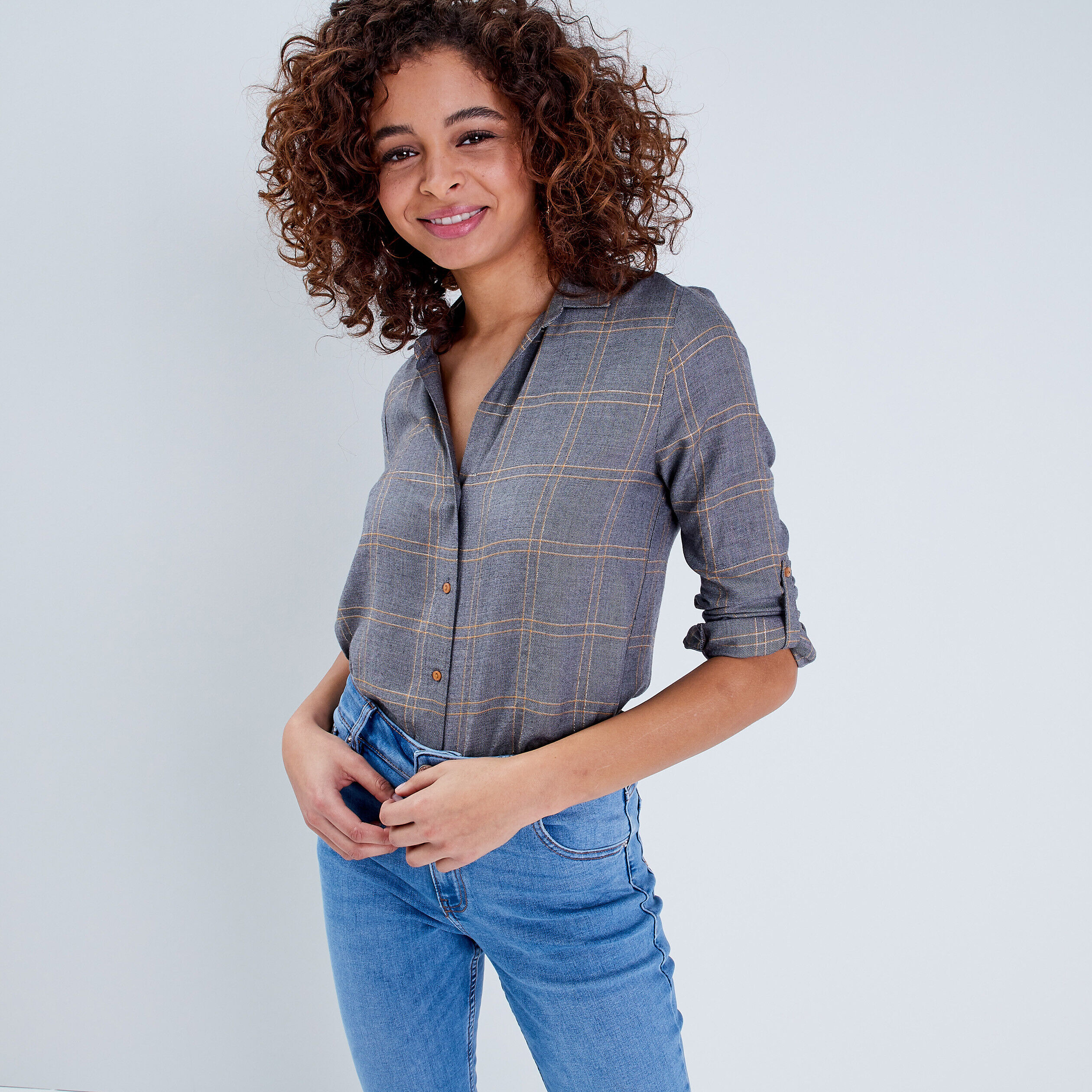 Chemise manches longues bleu marine femme | Cache Cache