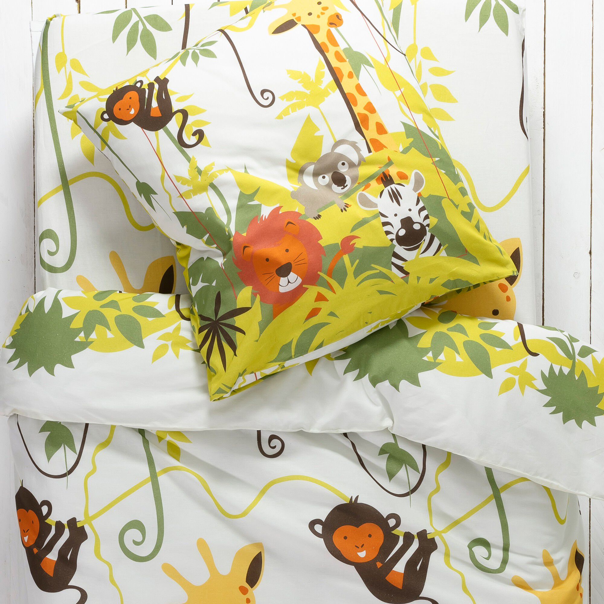 Linge de lit enfant Jungle imprimé animaux 1 personne