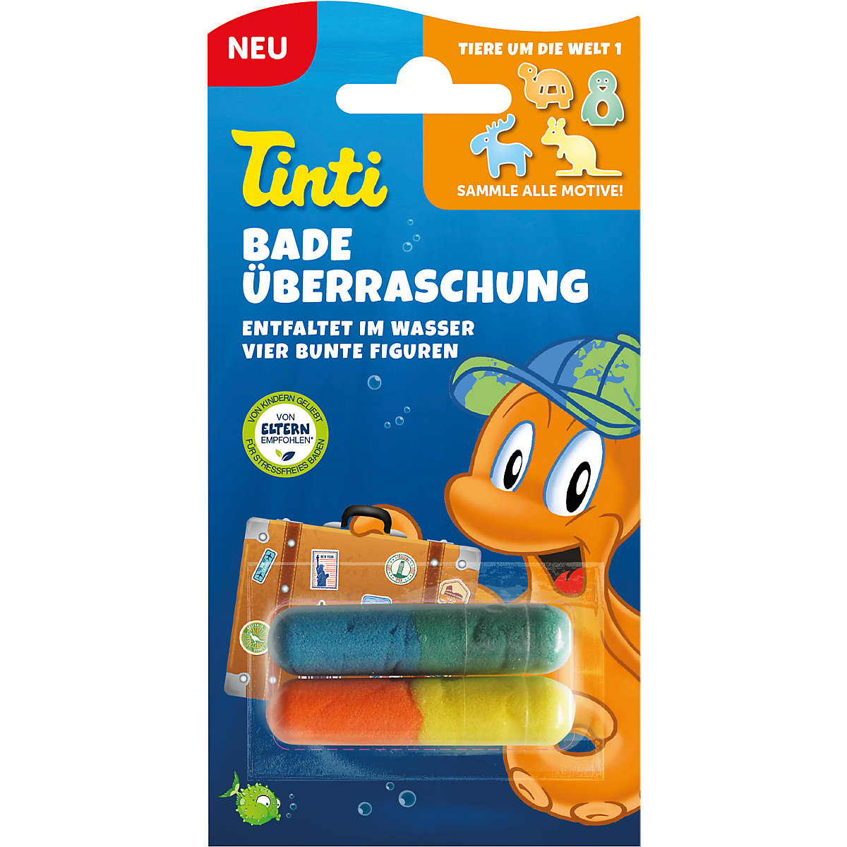 Badeüberraschung, 10er Pack, Badebohnen mit Schwammfiguren