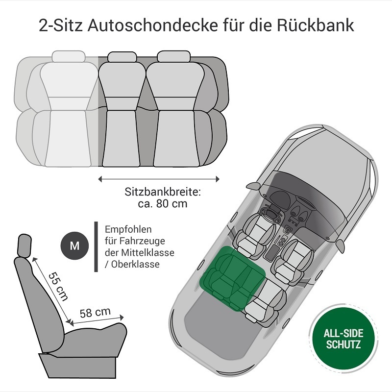 Doctor Bark Autozubehör Doctor Bark Autoschondecke Rückbank 2-Sitz grau M