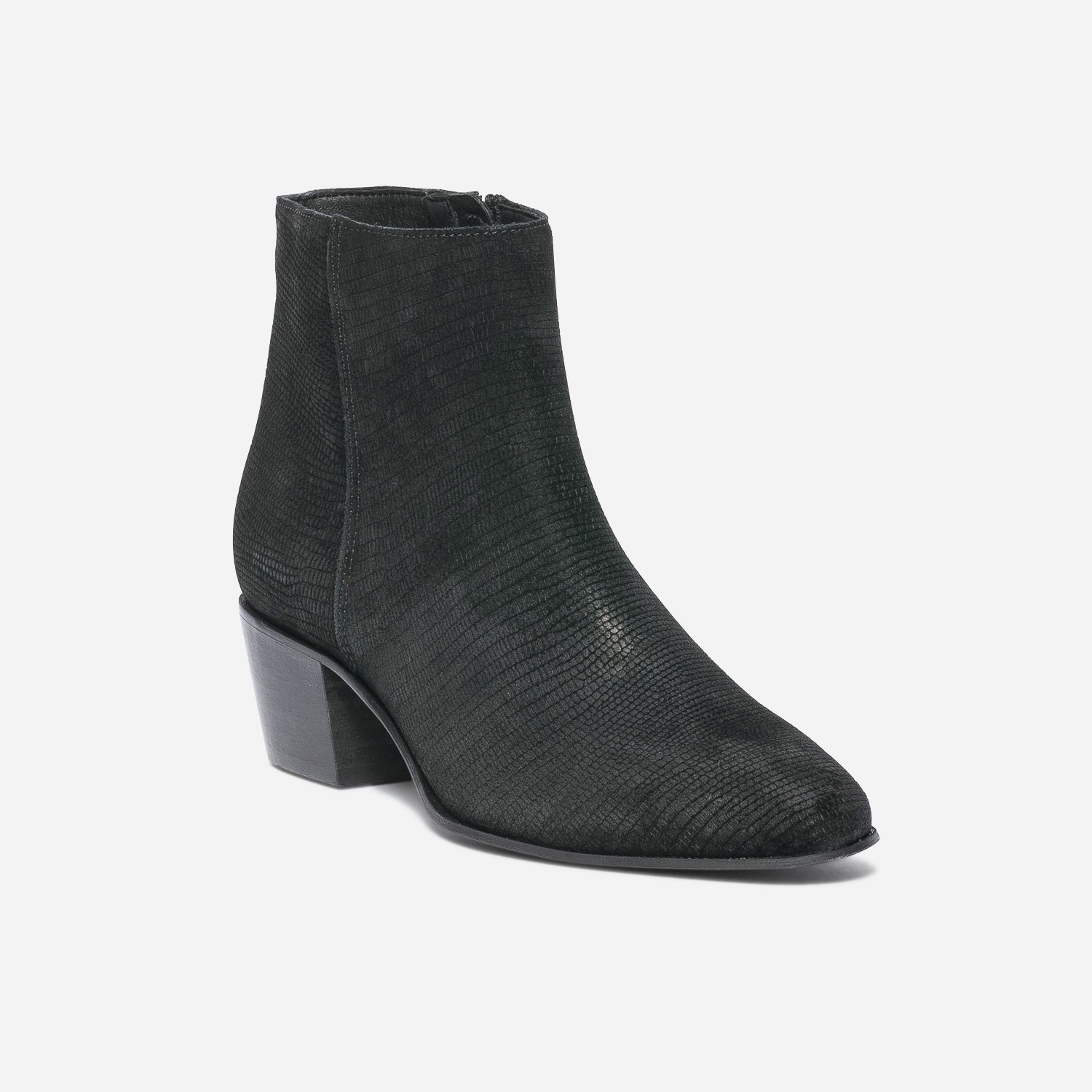 Boots TEXTO noir éco-conçu cuir velours embossé