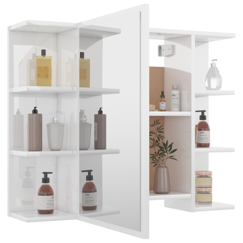 vidaXL Badezimmerspiegelschrank Bad-Spiegelschrank Hochglanz-Weiß 80x20,5x64 cm Holzwerkstoff (1-St)