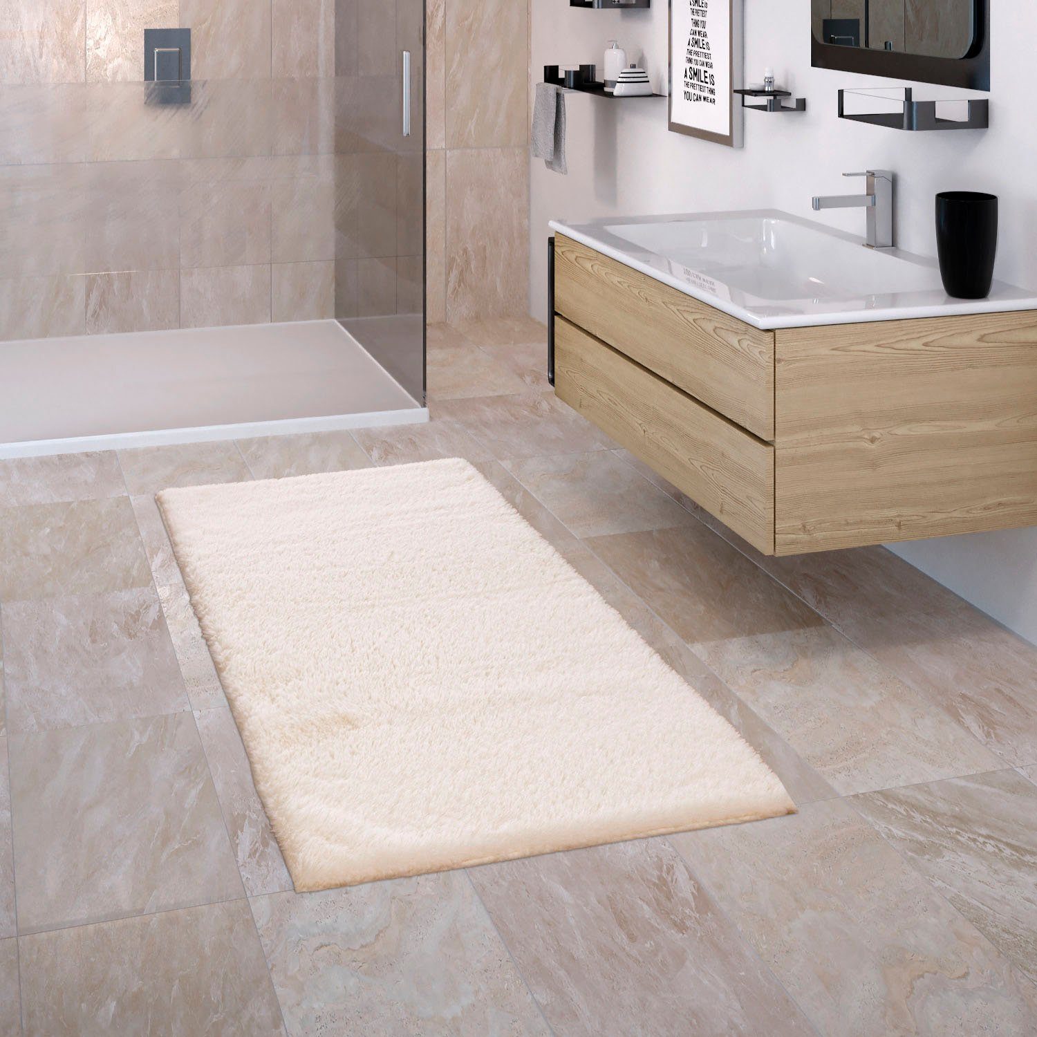 Badematte Comfy 340 Paco Home, Höhe 25 mm, rutschhemmend beschichtet, fußbodenheizungsgeeignet, Polyester, rechteckig, Badteppich, Soft-Touch-Oberfläche, besonders weich & flauschig