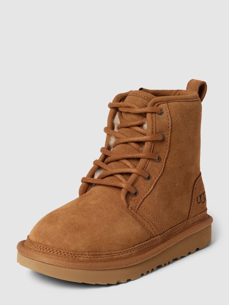 Schnürboots mit Label-Details Modell 'NEUMEL' in camel
