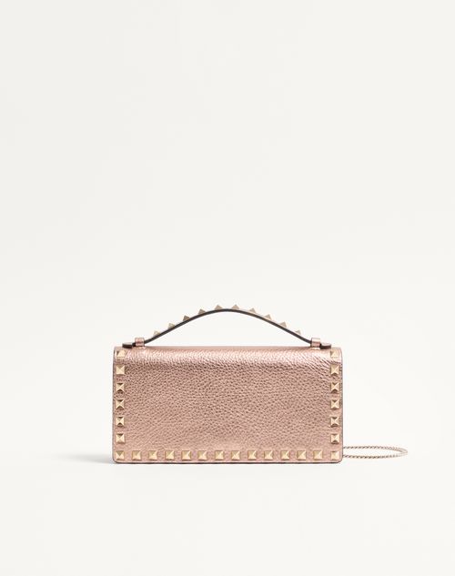 Rockstud Chain Wallet van gelamineerd granaatkleurig kalfsleer