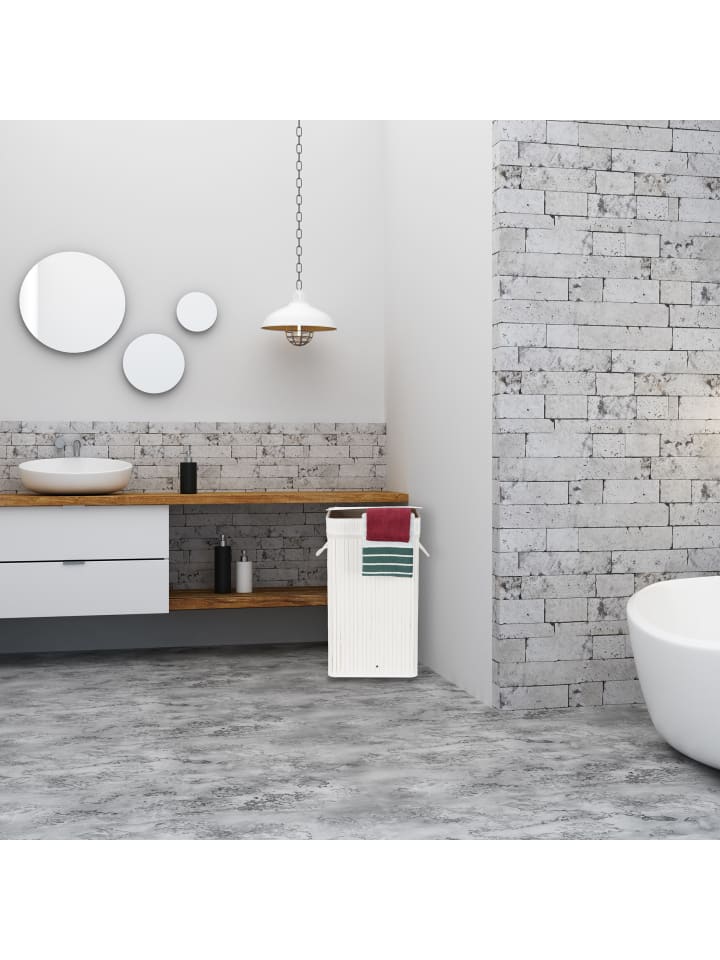 relaxdays Wäschekorb in Weiß - (B)36 x (H)63 x (T)36 cm günstig kaufen onesize