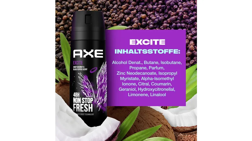 AXE Bodyspray Excite ohne Aluminiumsalze 150 ml Dose 150 ml