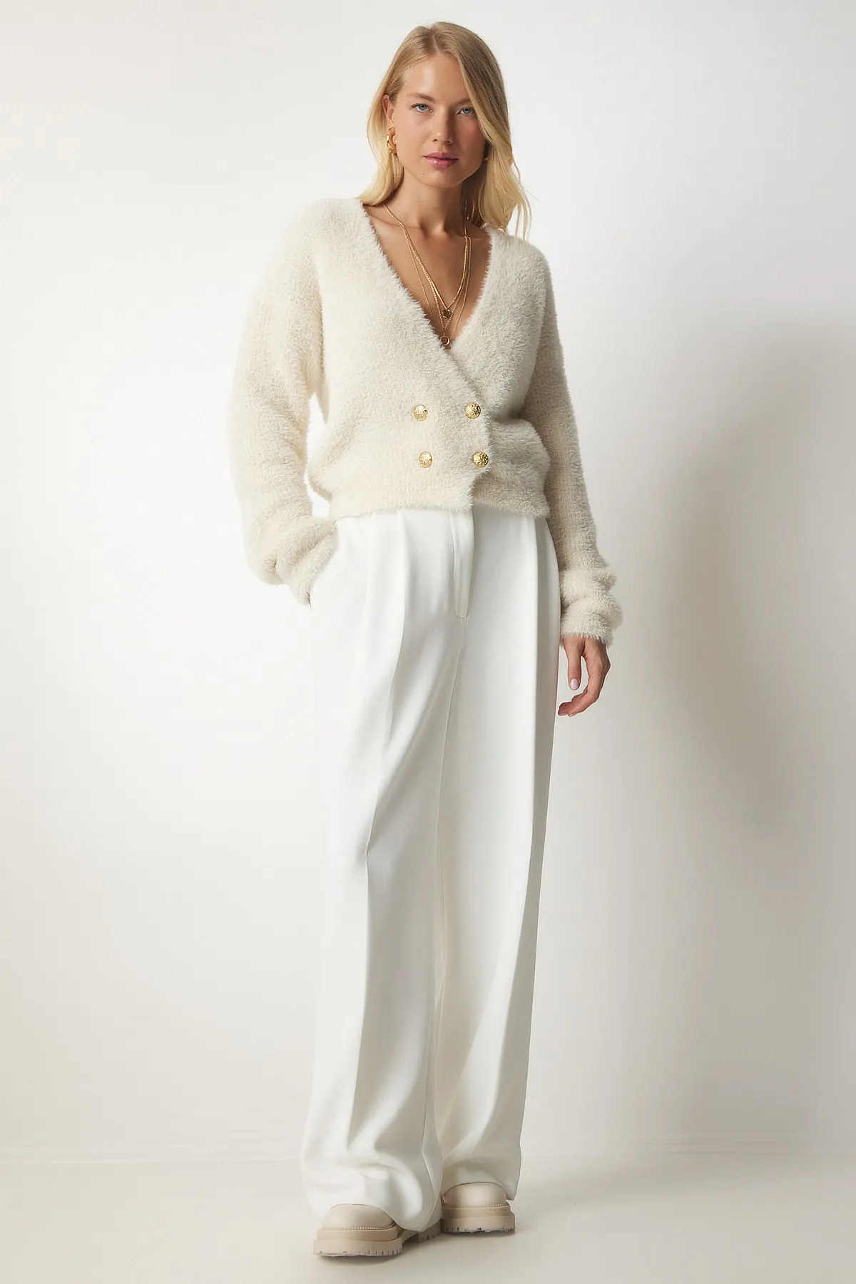 Happiness İstanbul  Strickjacke - Beige - Regular Fit