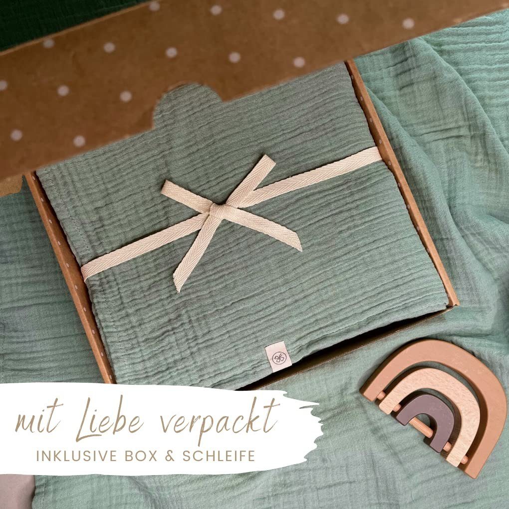 Babydecke Baby Mulltuch, 120x120cm, 100% Bio-Baumwolle Spucktuch, Musselin, DIKOS, PREMIUM Qualität, 120x120 cm, atmungsaktiv, nachhaltig, kuschelweich
