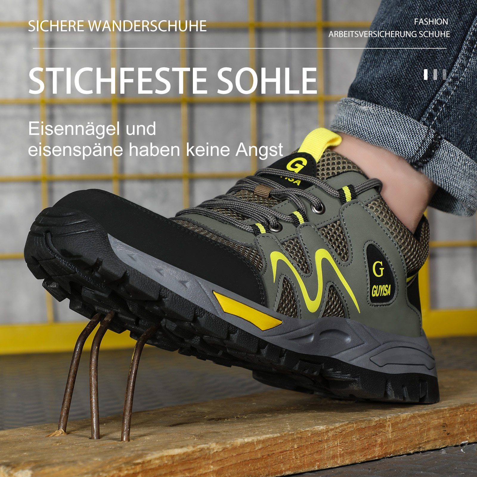 TOPMELON Herren Arbeitsschuhe Stahlkappe Sneaker Leichte Sicherheitsschuh