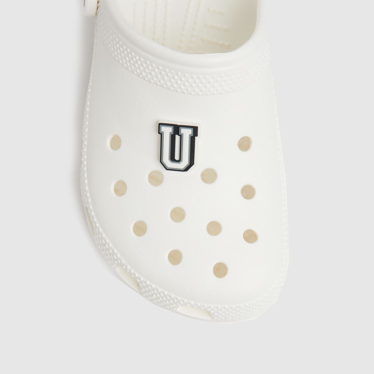 Crocs vit & svart jibbitz bokstaven u