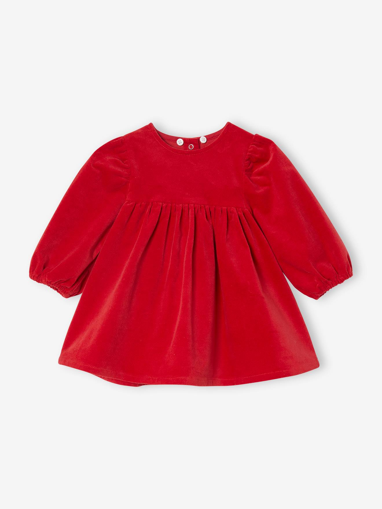 Robe en velours bébé et son collant assorti rouge