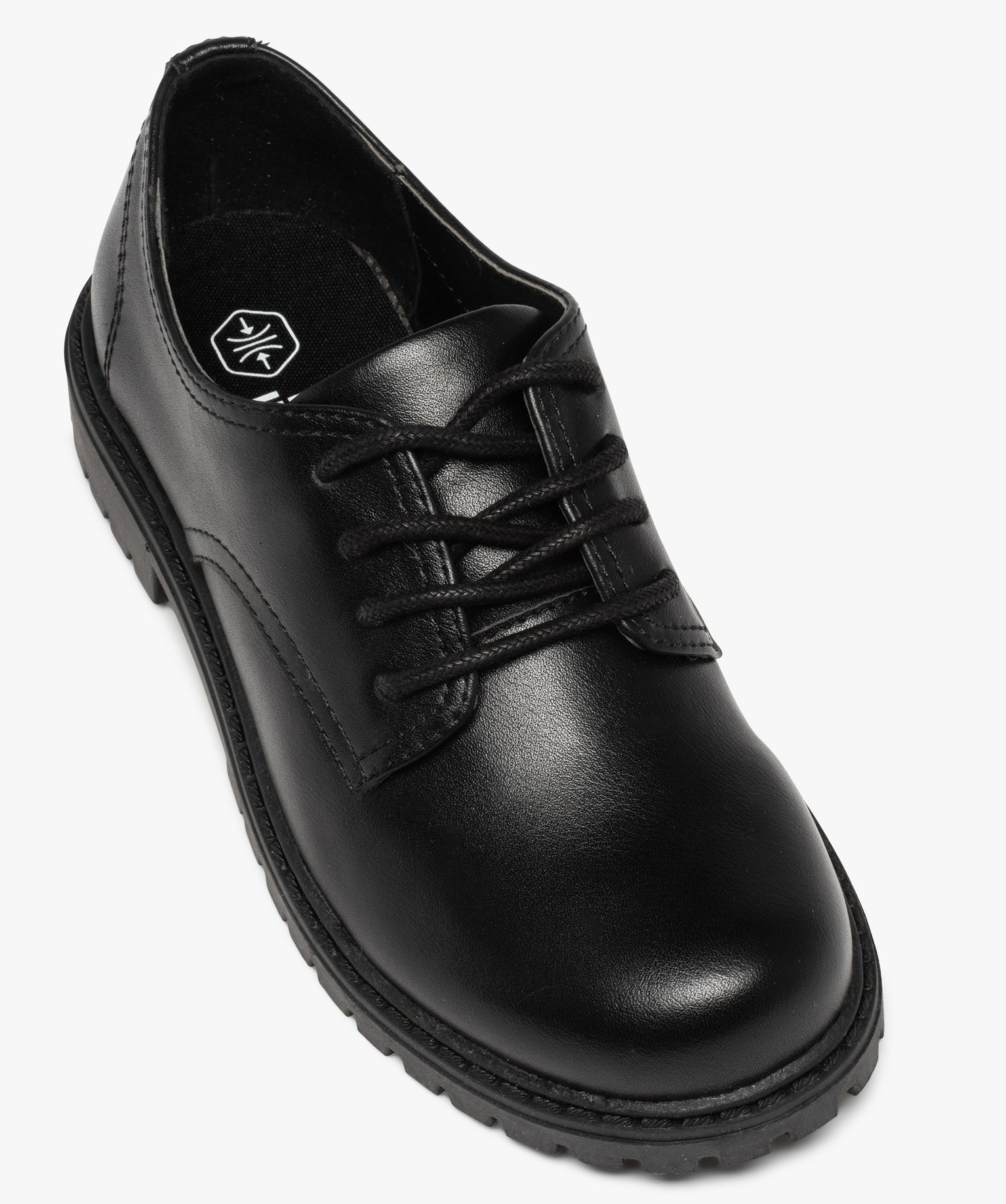 Derbies Garçon unis à semelle crantée fermeture lacets noir | GEMO