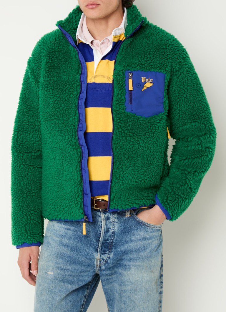 Jaqueta teddy Ralph Lauren com bolsos com zíper e bordado do logotipo.