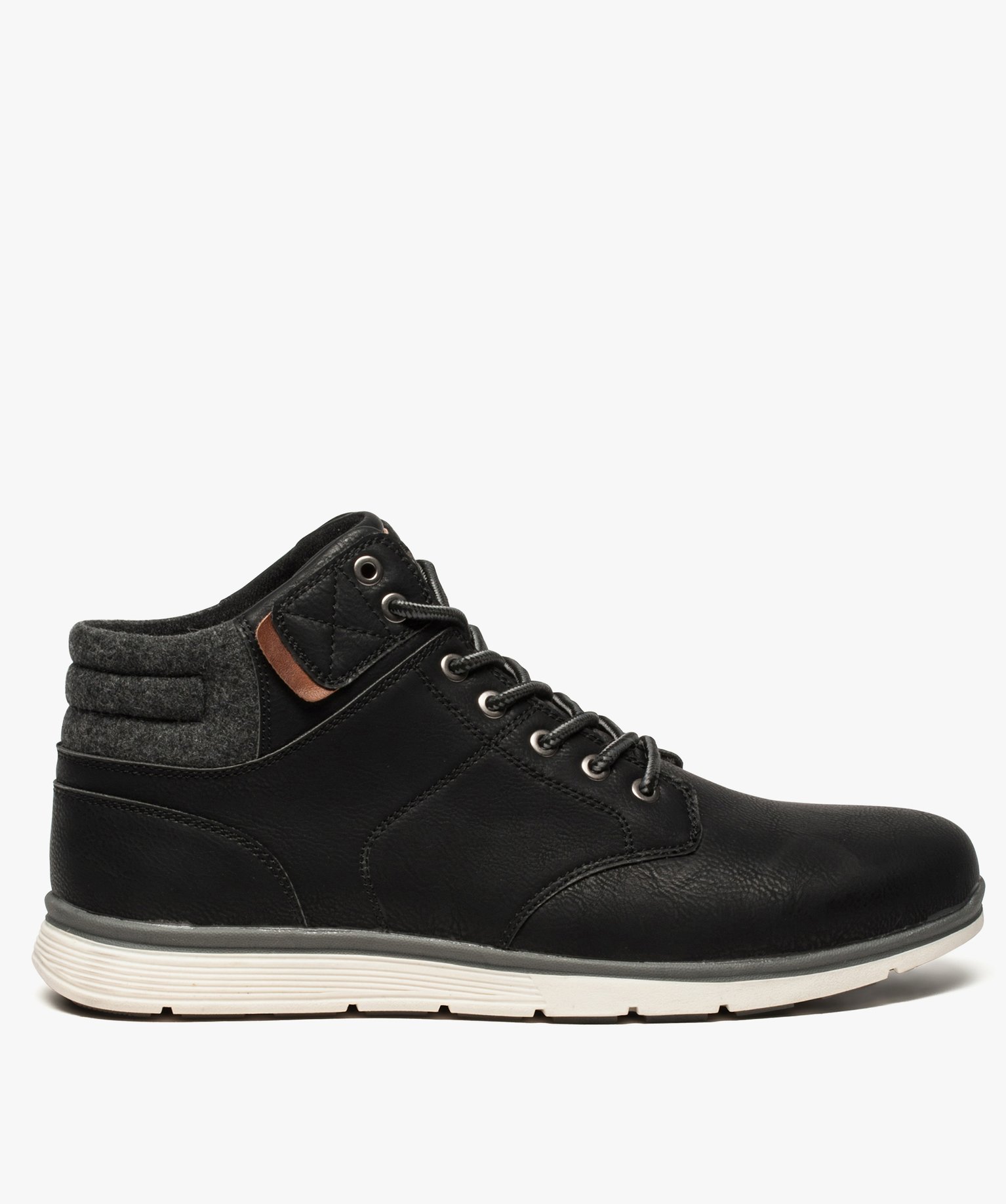 Baskets homme semi-montantes avec col rembourré en tissu noir | GEMO