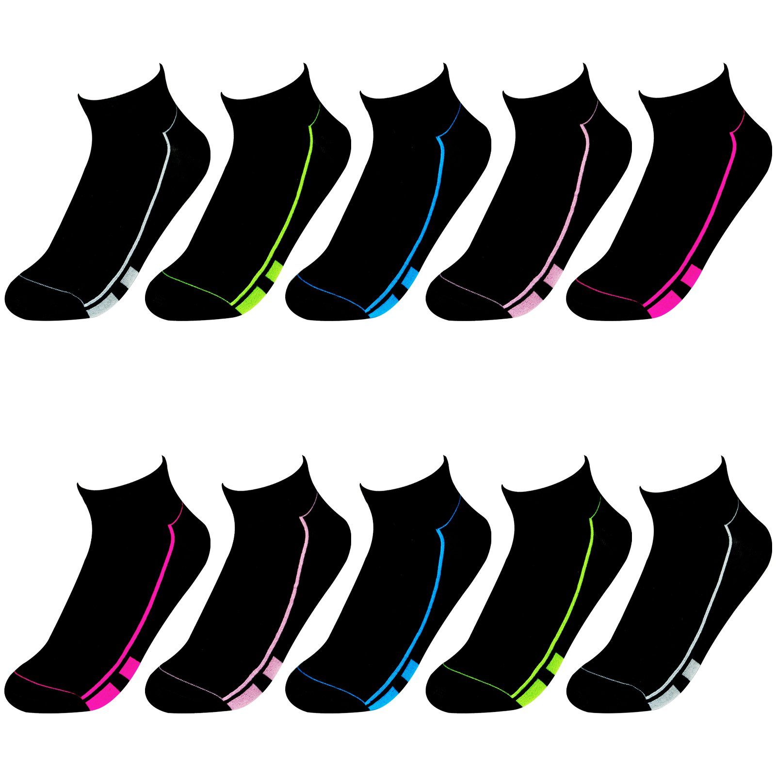 TEXEMP Sneakersocken 6 bis 36 Paar Sneaker Socken Damen & Kinder Schwarz Baumwolle Freizeit Sport Kurzsocken Füßlinge Quarter (Packung, 6-Paar) Langlebig & Robust
