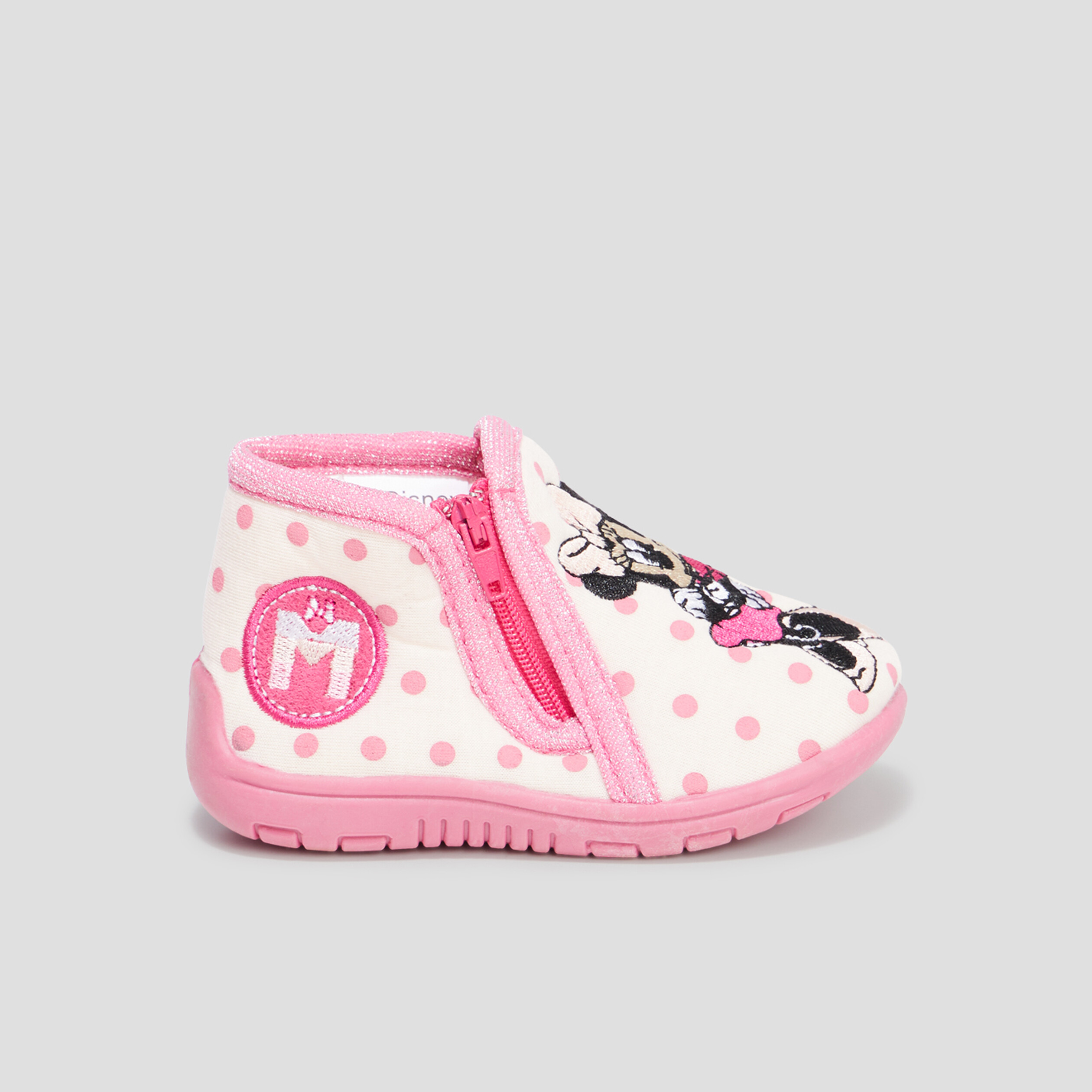 Chaussons bottillons zippés Minnie rose bébé fille | La Halle
