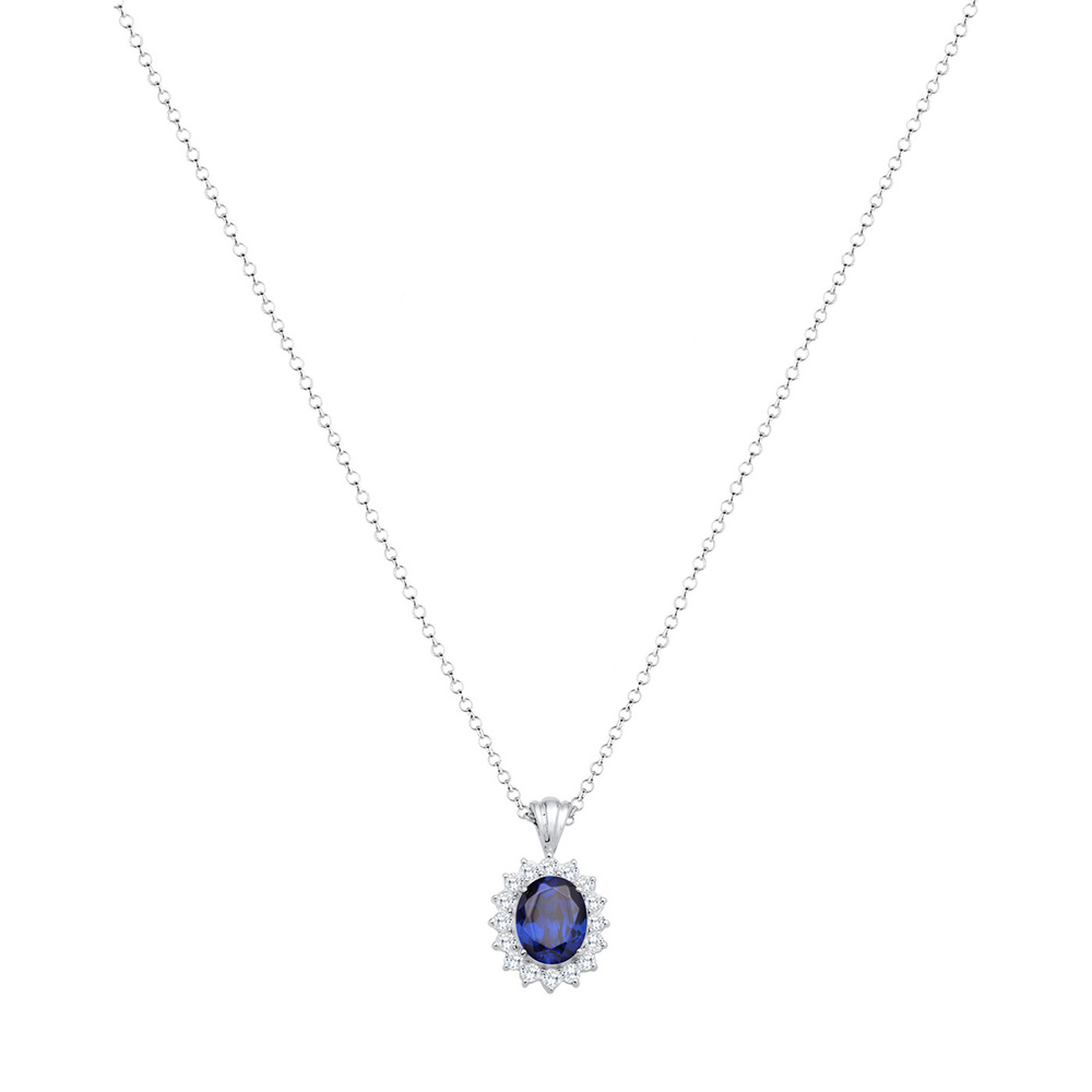 Elli Elli Collier Femme Saphir Zircone - (925/1000) Argent collier