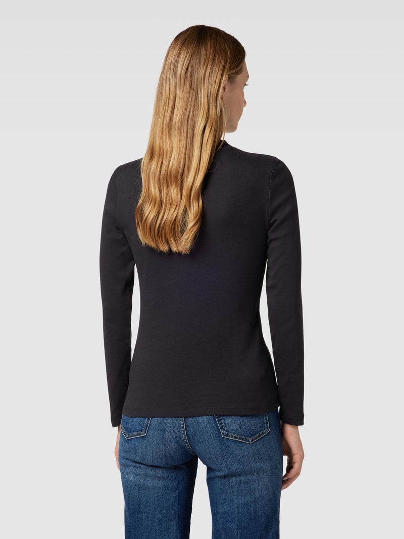Longsleeve mit geripptem Rundhalsausschnitt in schwarz