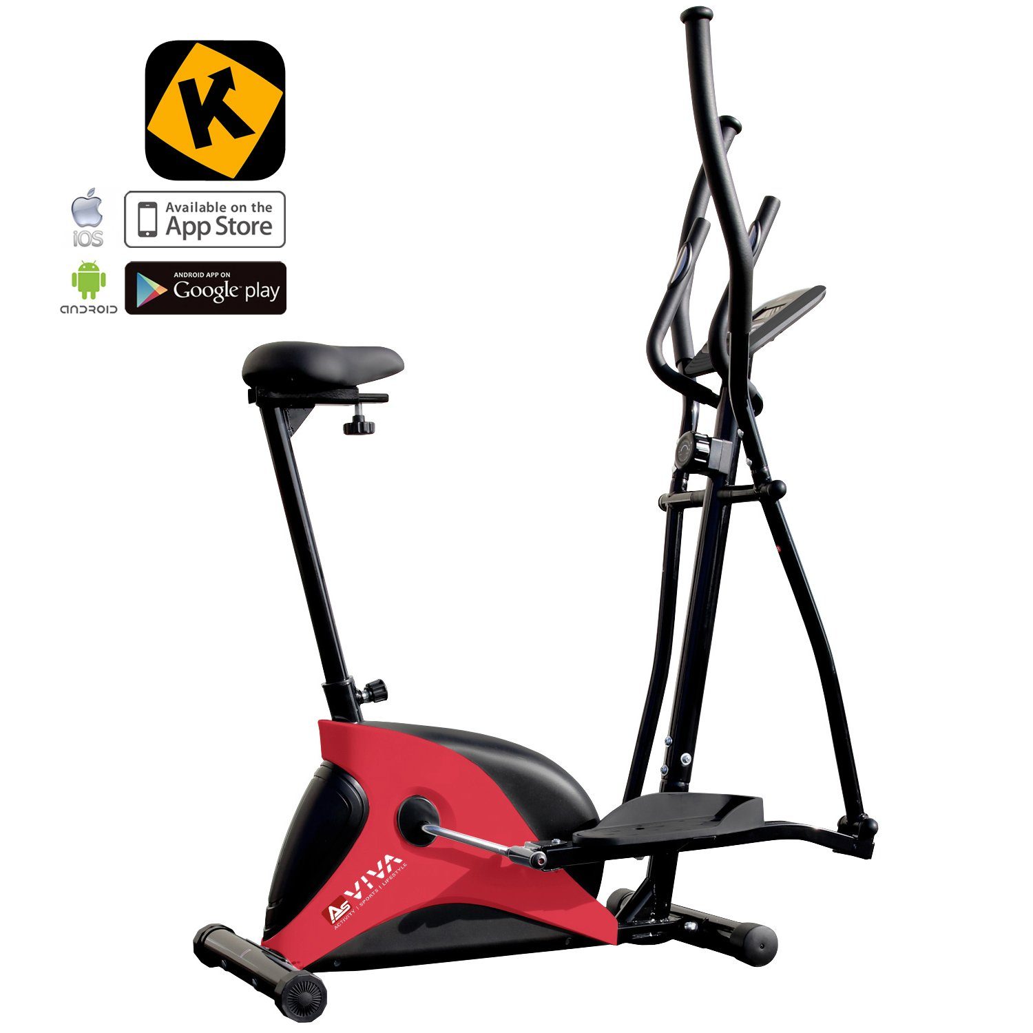 AsVIVA Crosstrainer & Heimtrainer AsVIVA C16 Bluetooth rot 2 in 1 Cardio