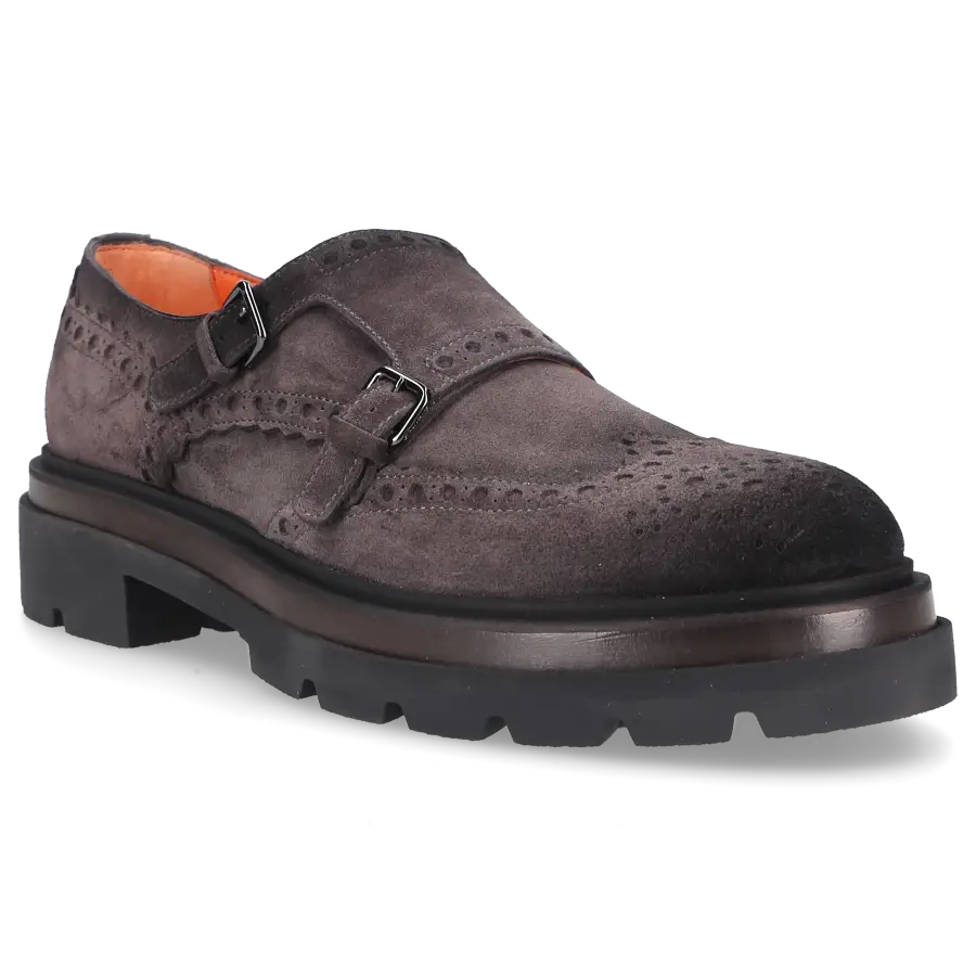 Santoni - Monk Schuhe 16232 Veloursleder - grau