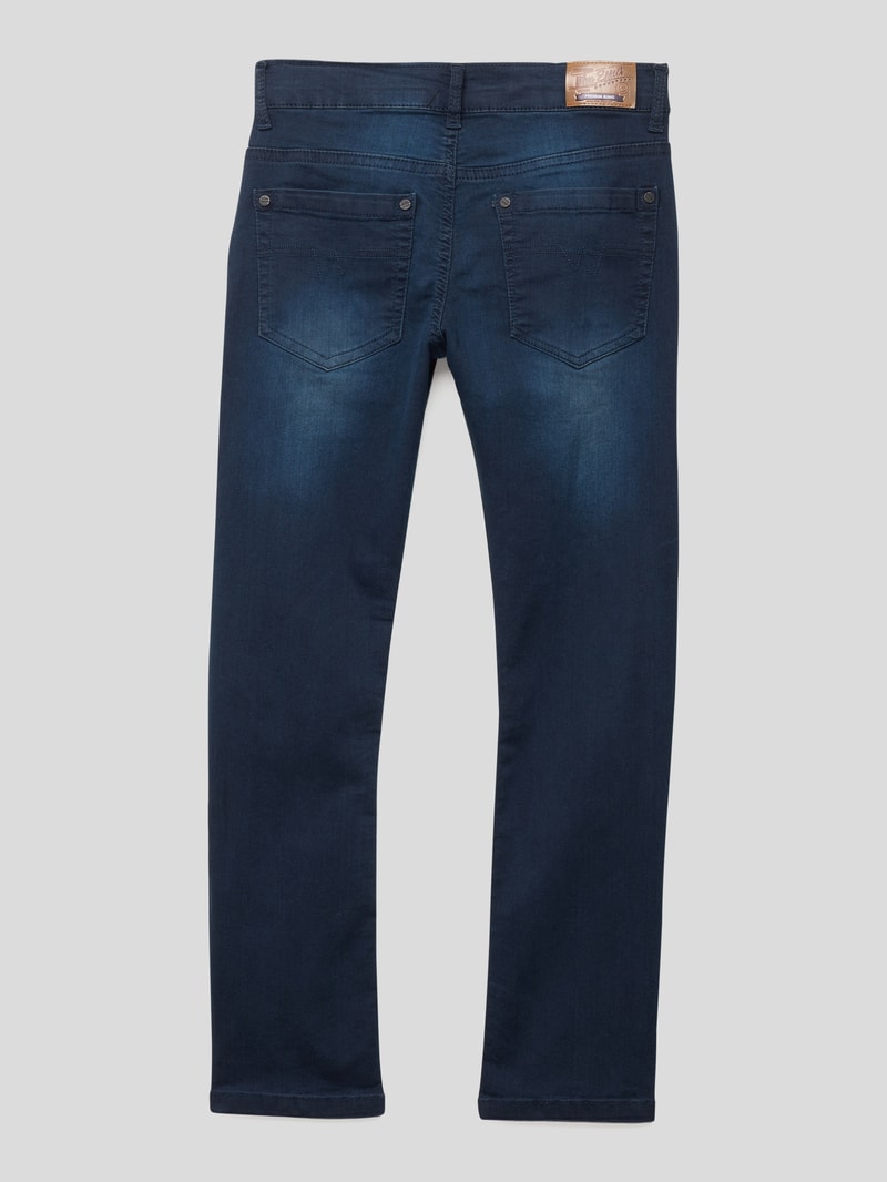 Jeans mit Label-Patch Modell 'Nos' in dunkelblau