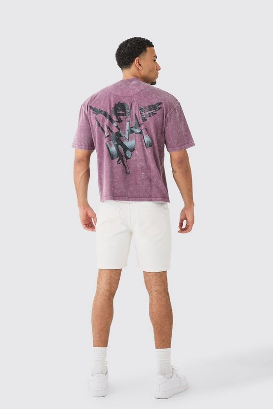 Weiße Slim-Fit Jeansshorts