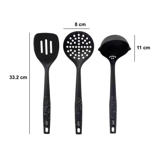 Ustensile de bucătărie x3 spatulă, lingură, lingură cu crestătură