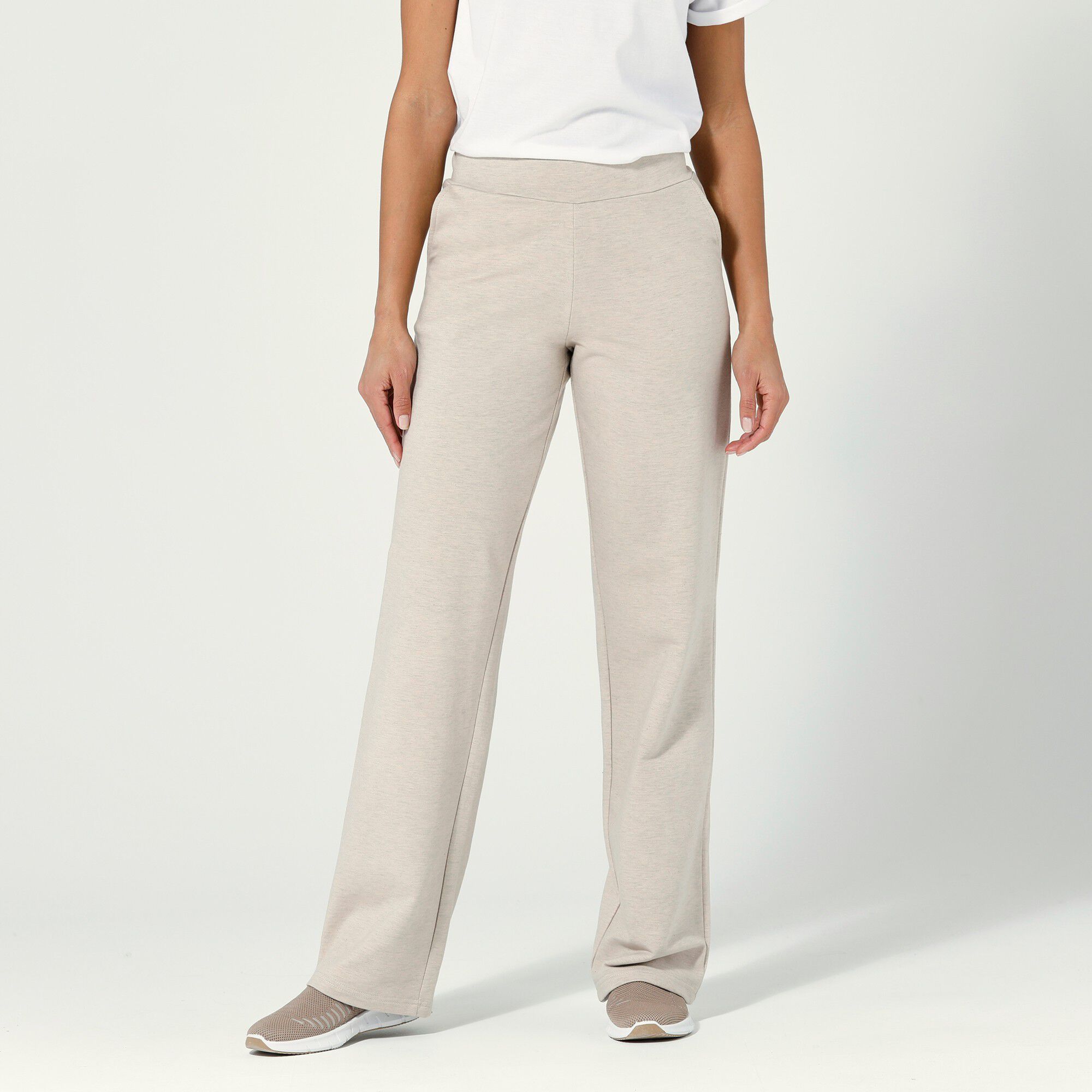 Pantalon coupe large molleton taille élastiquée