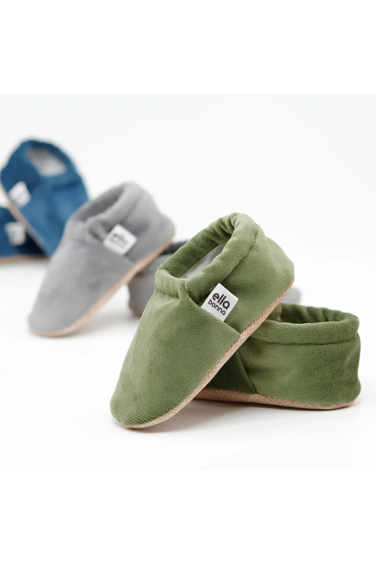 Ella Bonna  Rutschfeste Sohle, Samt-Babyschuhe, Heimstiefel, Hausschuhe, Kinderzimmerschuhe, Booties, Grün