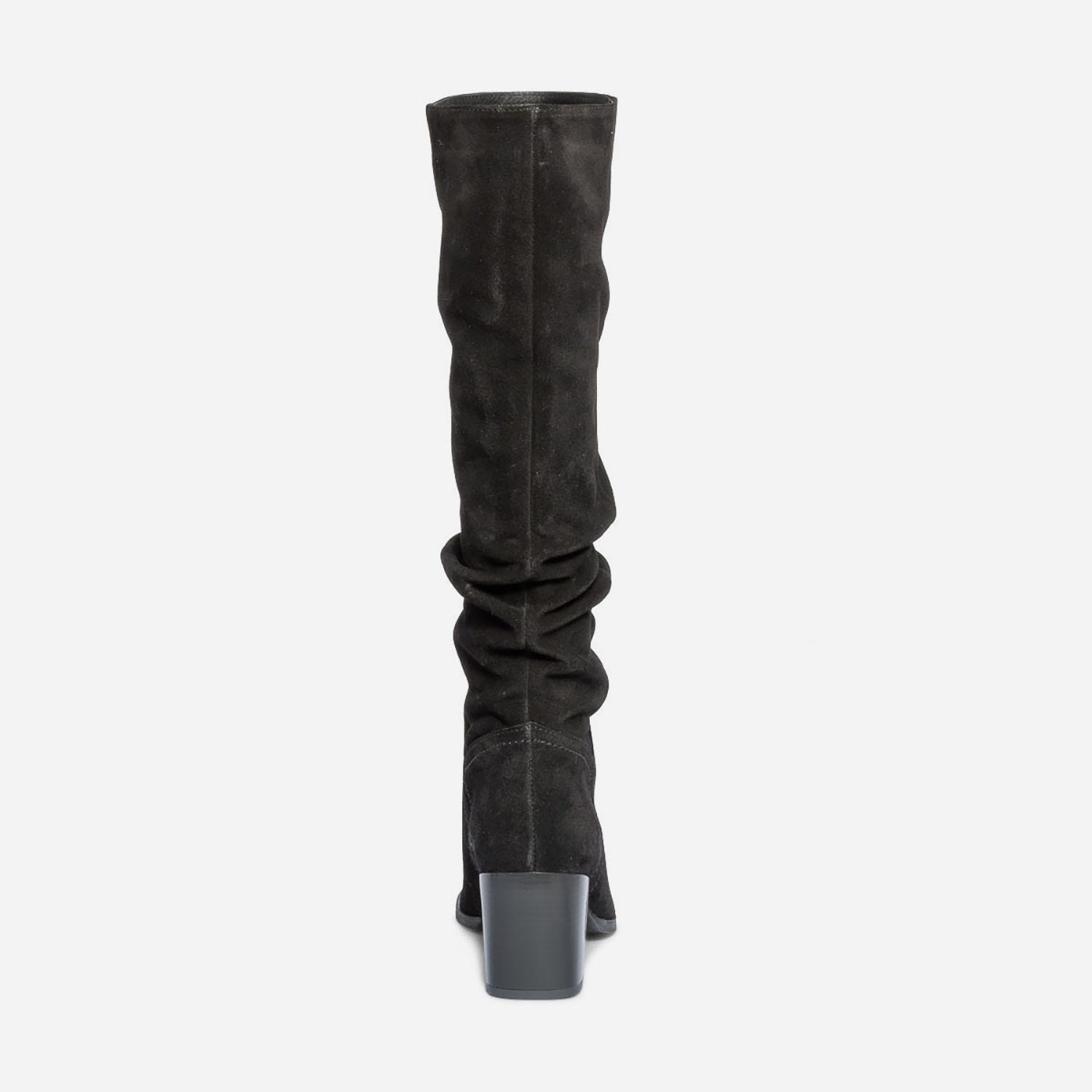 Botte TEXTO en cuir velours éco-conçu à tige plissée