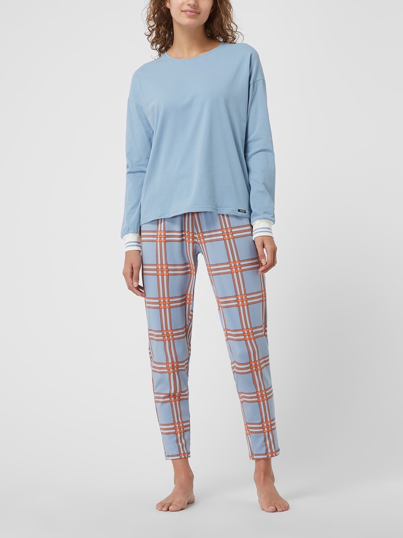 Pyjama-Hose mit Karomuster in hellblau