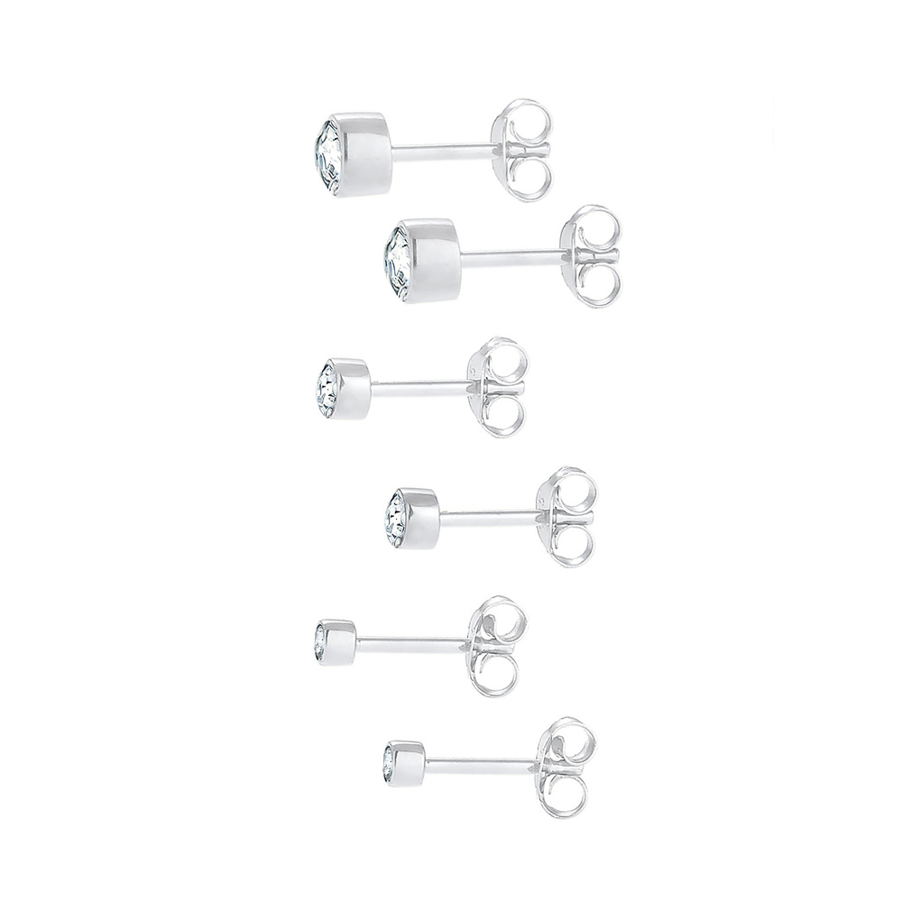 Elli Elli Boucles d'Oreilles Femmes Clous d'oreilles Set Étincelant avec Cristaux en A Boucles d'oreilles