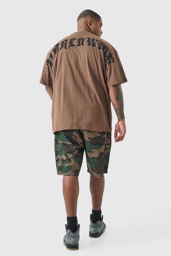 Plus Camouflage Twill Cargo-Shorts