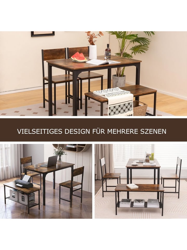 COSTWAY Esstisch Set 4-teilig in Braun günstig kaufen onesize