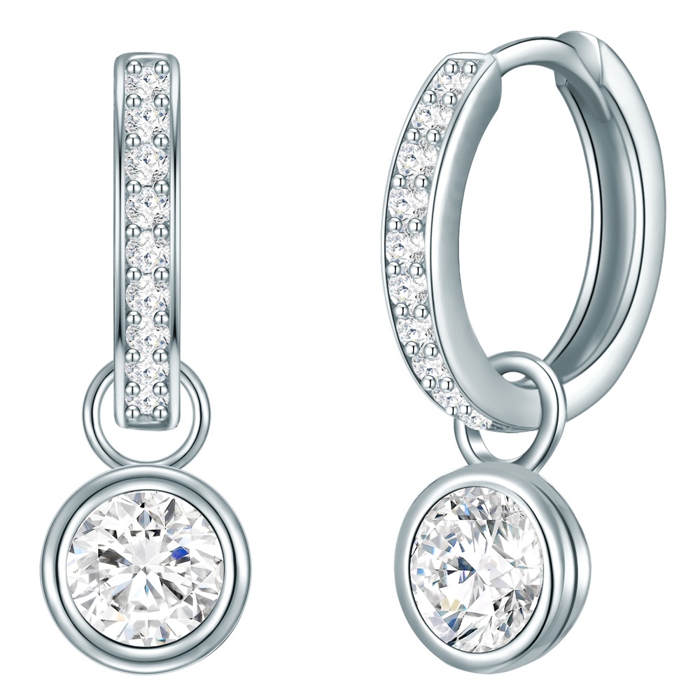Rafaela Donata Créoles en argent Argent sterling Oxyde de zirconium (CZ) en Argent Boucles d'oreilles