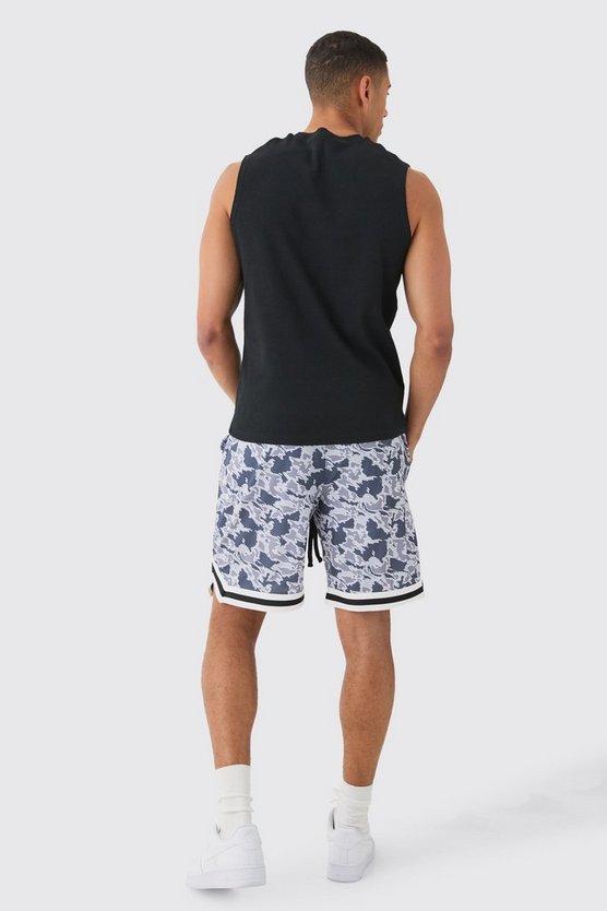 Lockere mittellange Camouflage Mesh Basketball-Shorts