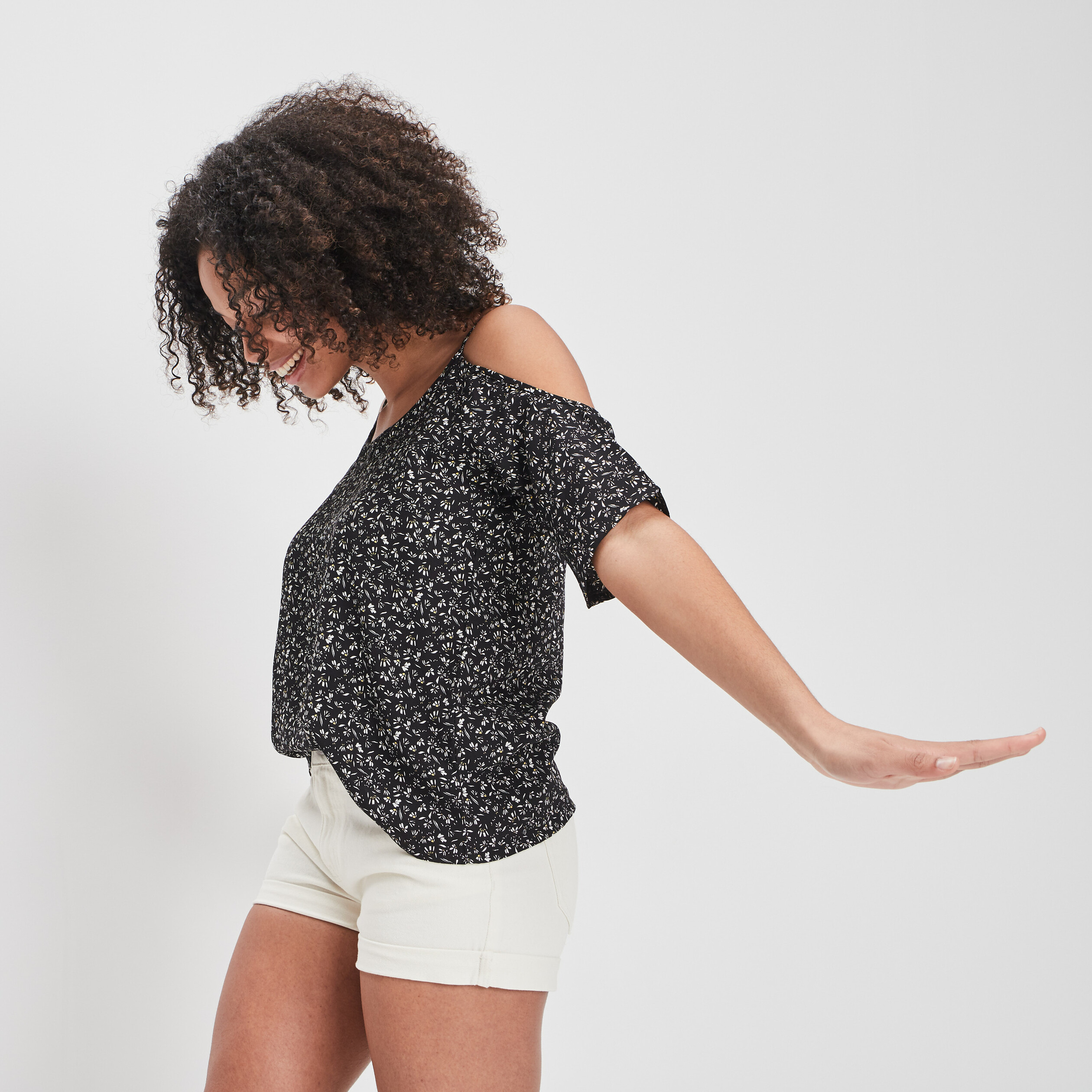 Blouse épaules dénudées noir femme | La Halle