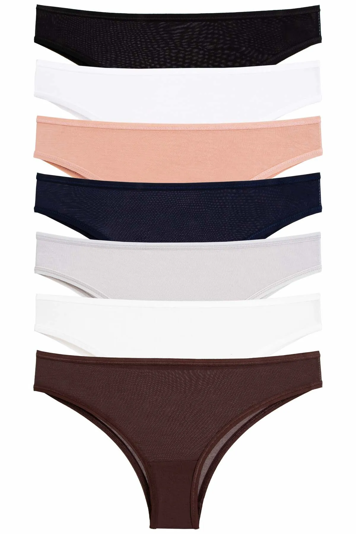 Nicoletta  Damenhöschen Brazillian Tanga Bambus Lycra Antibakteriell 7er Pack MIXCOLOR