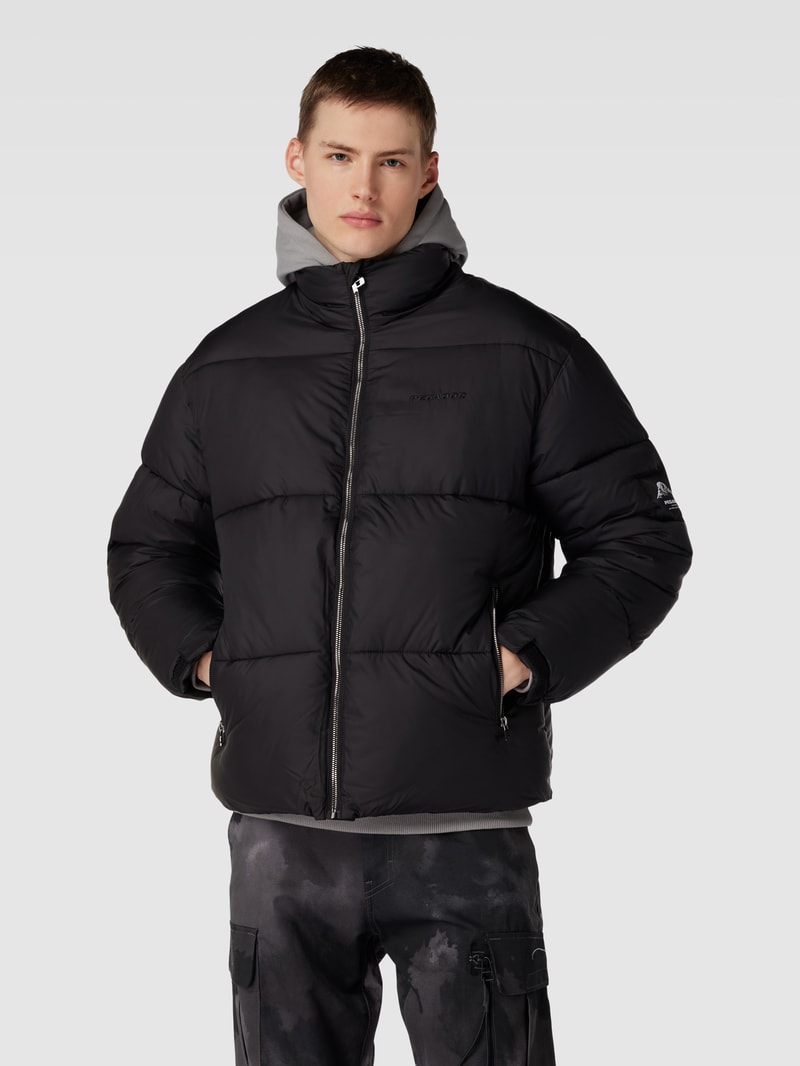 Steppjacke mit Label-Stitching Modell 'DUNCAN' in schwarz