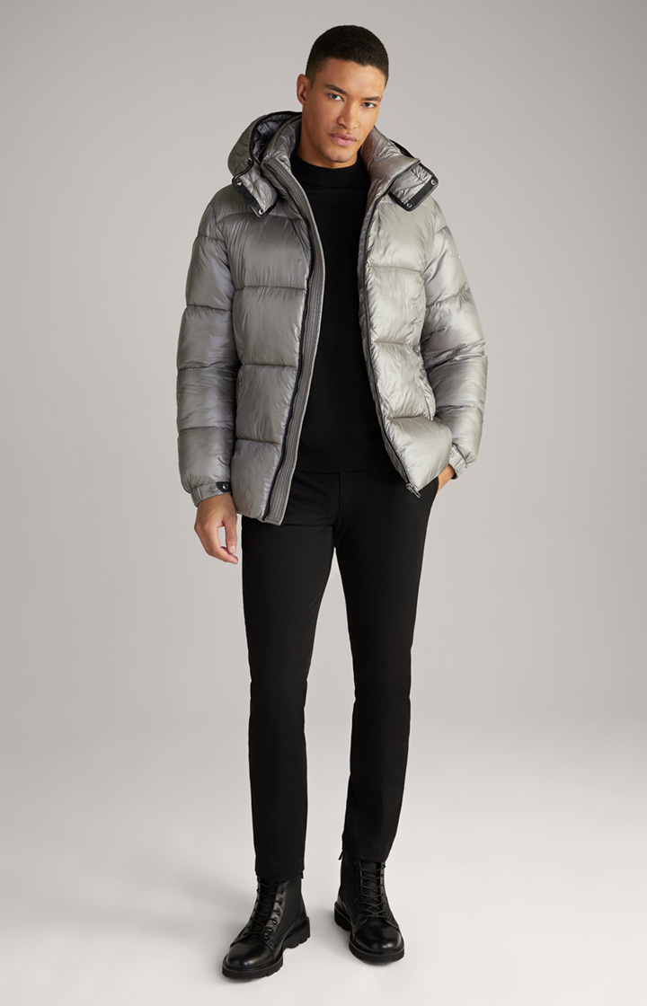 Steppjacke Ambro mit Kapuze in Metallic-Grau