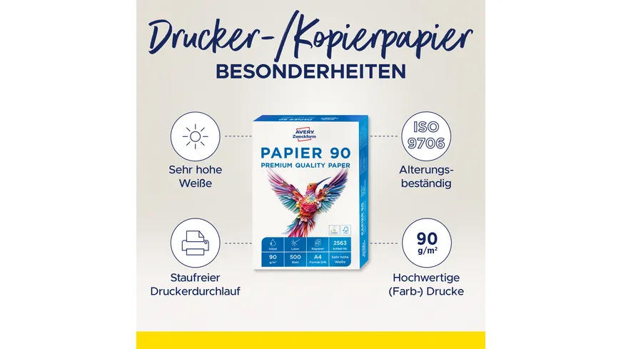AVERY Zweckform Kopierpapier A4 90g/m² 500 Blatt