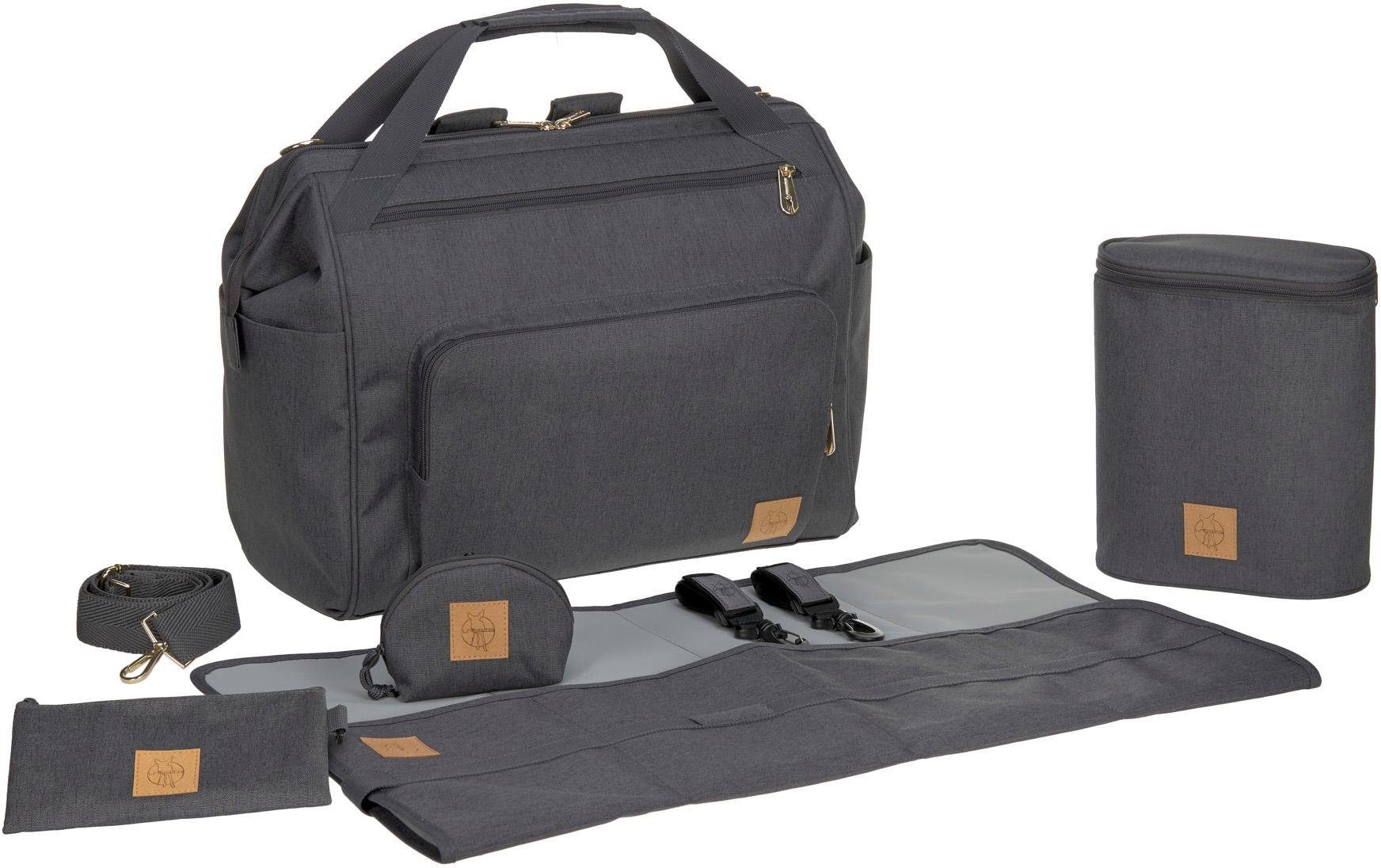 LÄSSIG Wickeltasche Glam, Goldie Twin, Backpack Anthracite, PETA-approved vegan
