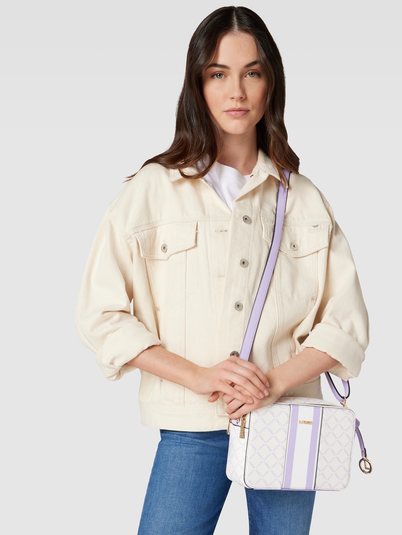 Handtasche mit Label-Print Modell 'Gioia' in ecru